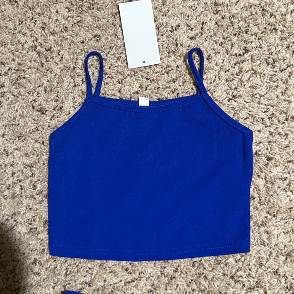 Girls size 8 royal blue adorable ultra 3 tier flare pants with matching top - Picture 2 of 4